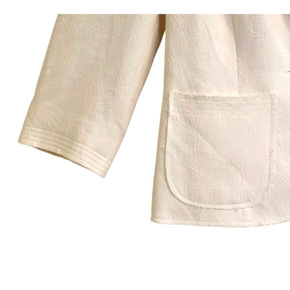 WHBM Off White Raw Edge Damask Blazer Faux Shell One Button Blazer Size 8 - Picture 2 of 5